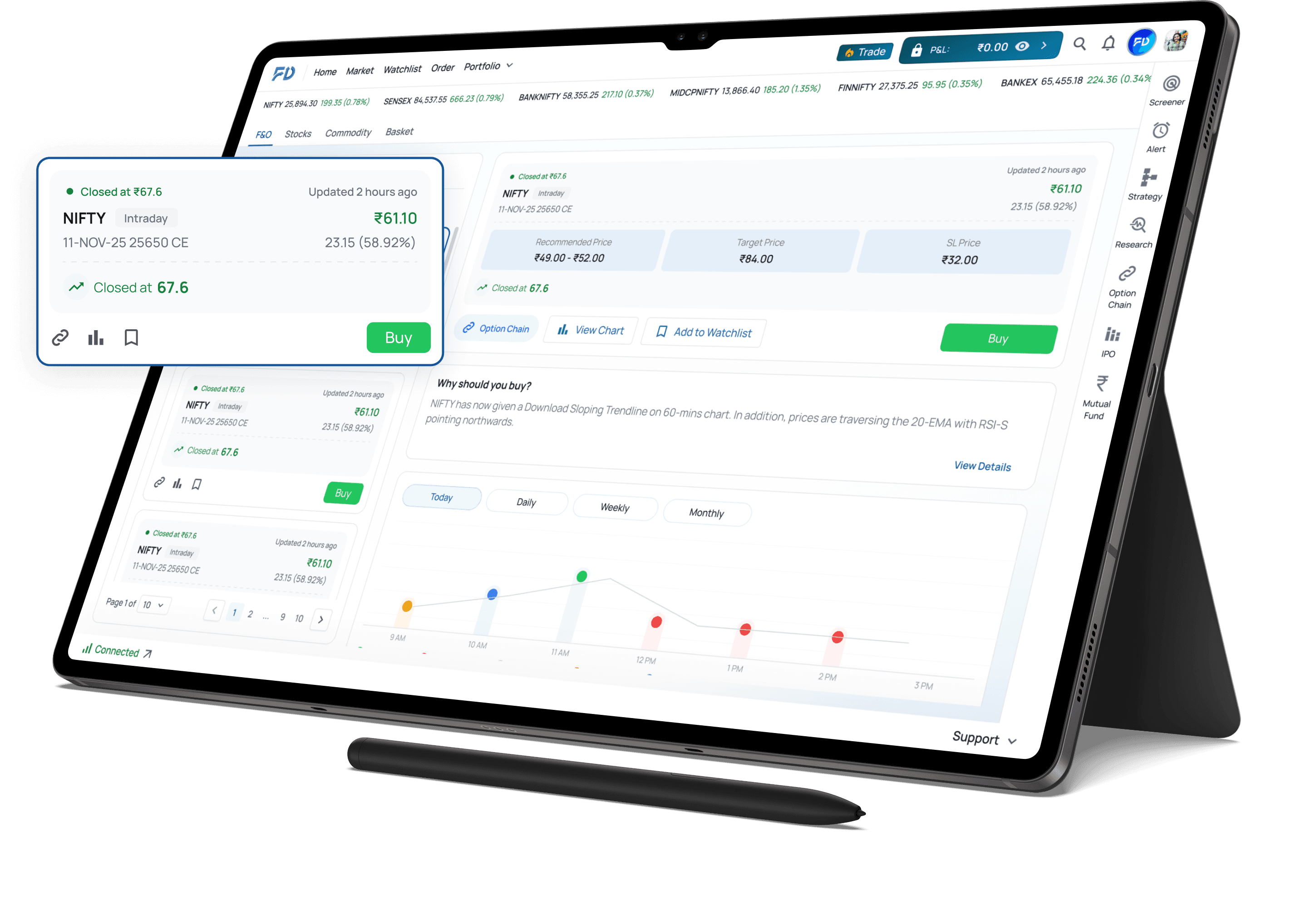 FirstDemat research dashboard on tablet